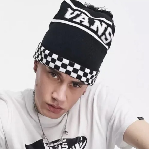 Vans WM Spirit Pom Black Checker Beanie Skateboarding Hat Women Men VN0A5LG3BLK - Picture 11 of 16